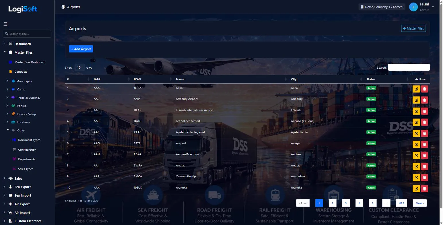 LogiSoft airports